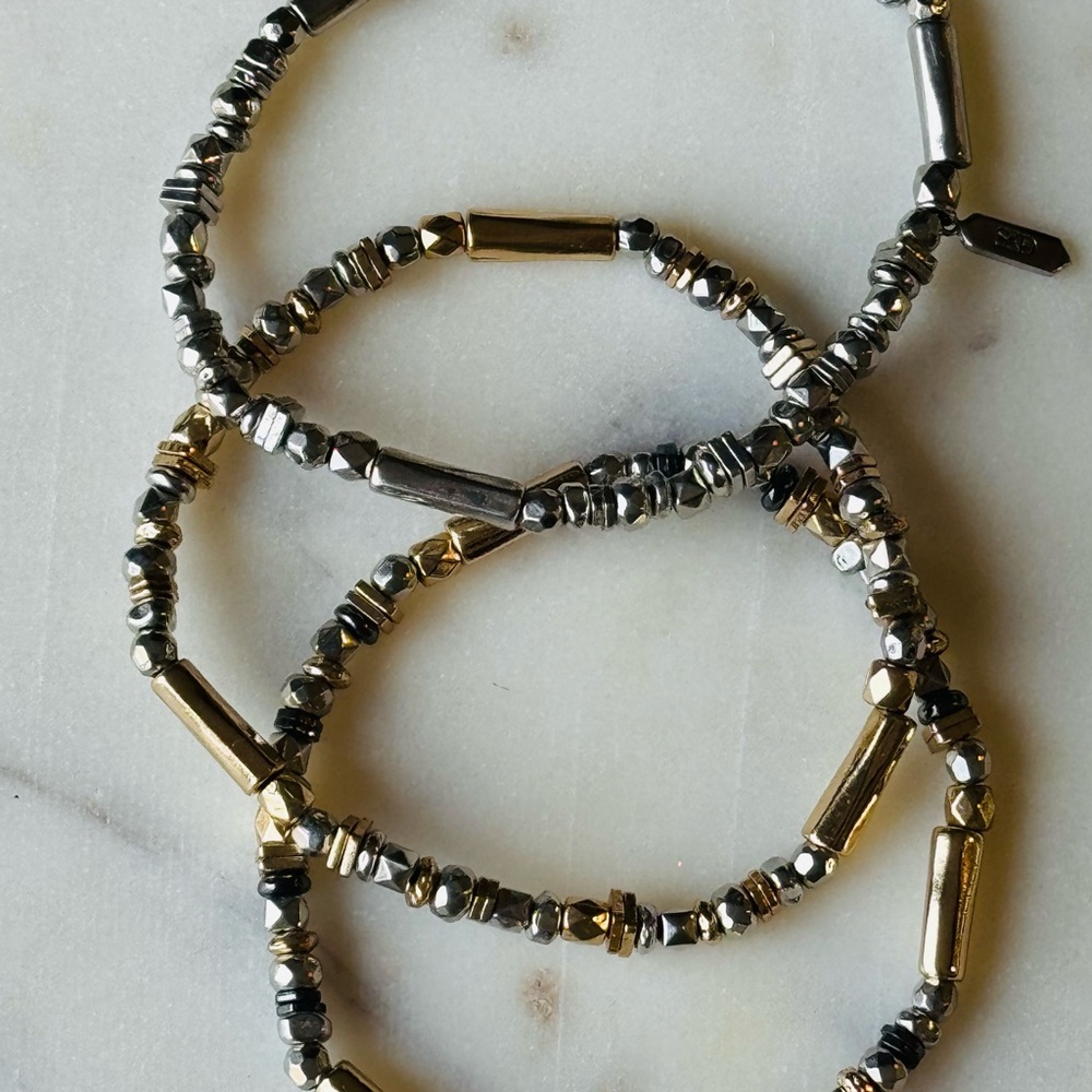 Stella & Dot Metallic Beaded Bracelet Set